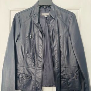 Dark navy blue leather jacket